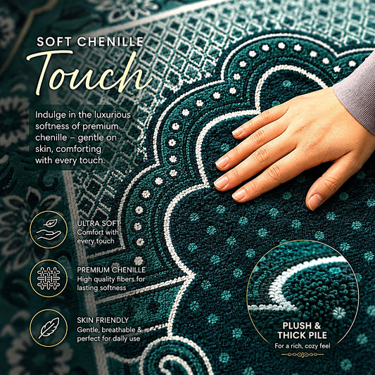 LAMNYAHOM Royal Cushioned Velvet Chenille Janamaz