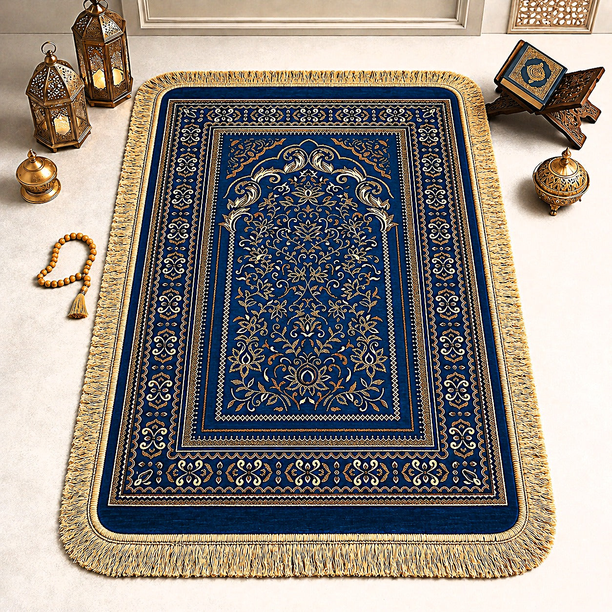 Al-Noor Cushioned Chenille Janamaz Prayer Mat
