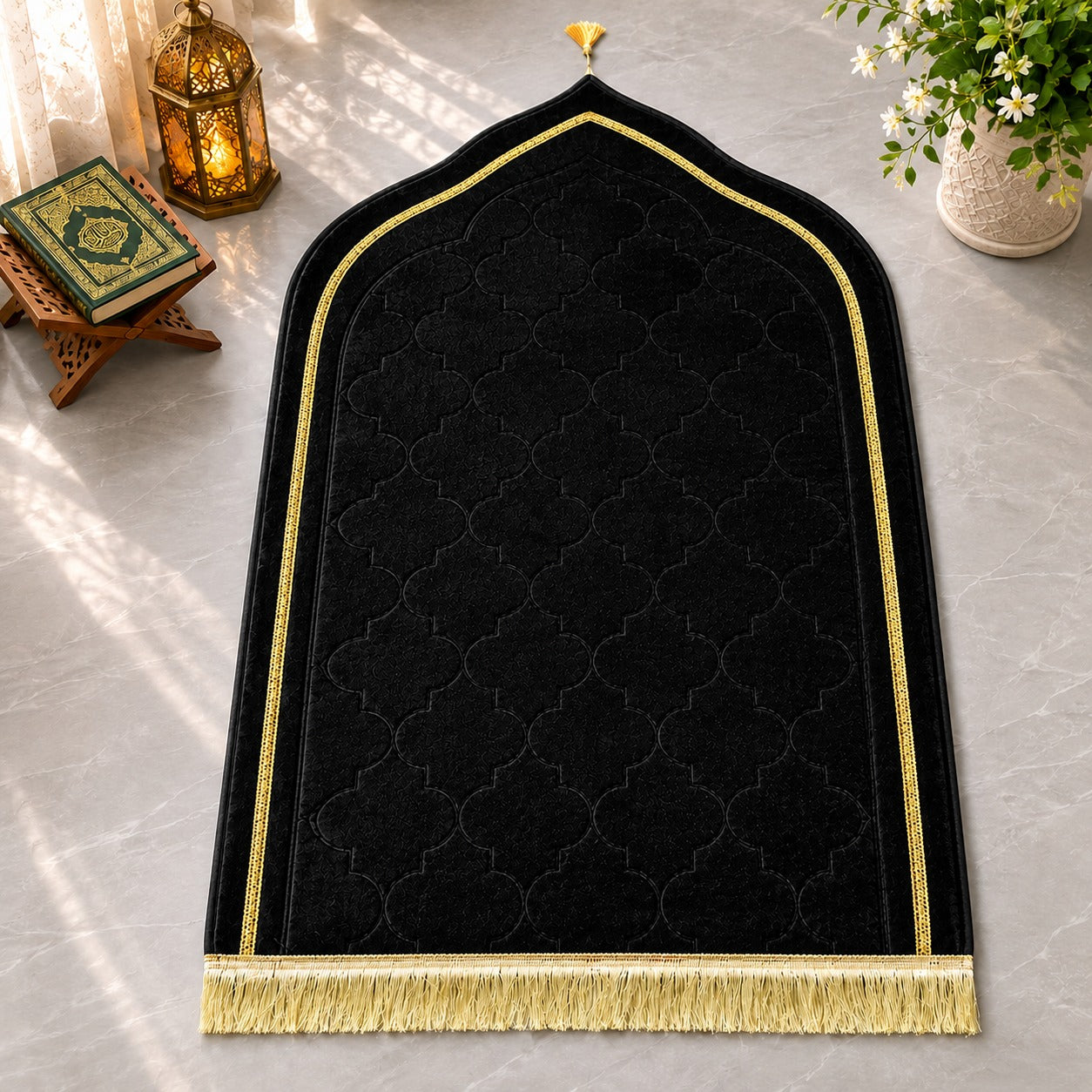 LAMNYAHOM Luxurious Velvety Chenille Janamaz Prayer Mat