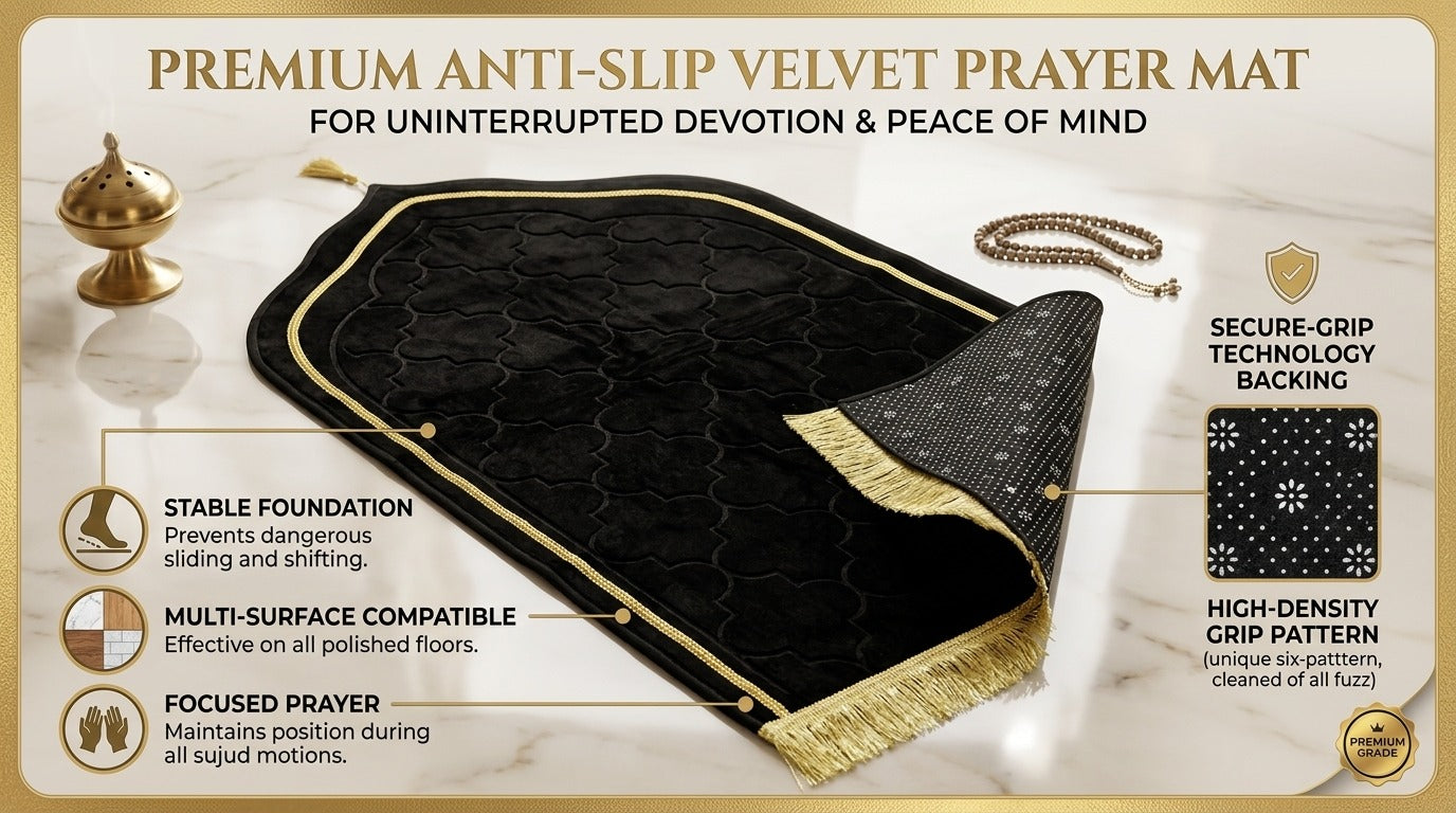 LAMNYAHOM Luxurious Velvety Chenille Janamaz Prayer Mat