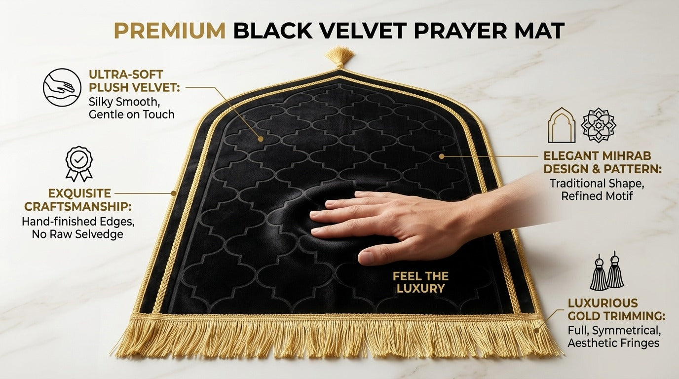 LAMNYAHOM Luxurious Velvety Chenille Janamaz Prayer Mat