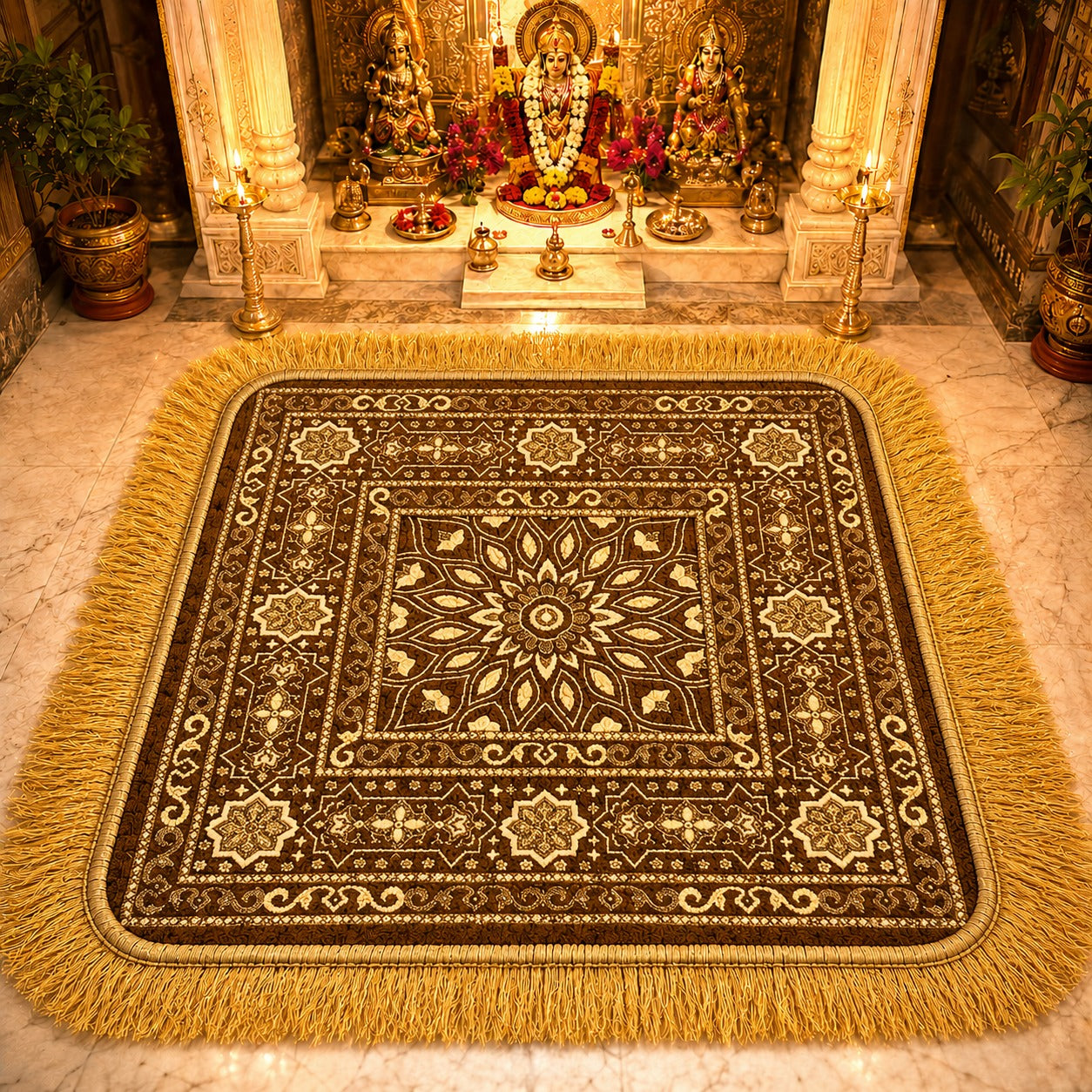 Royal Velvety Chenille Puja Mat