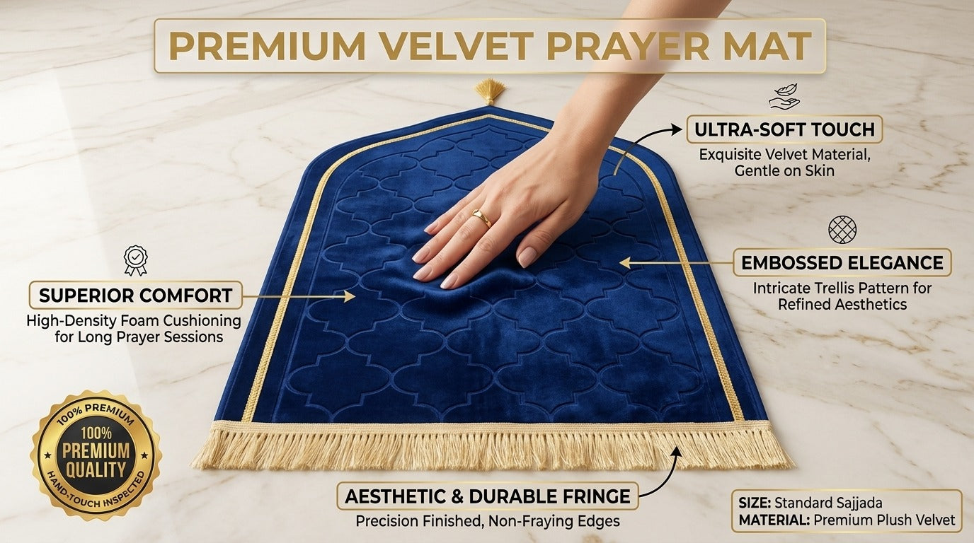 LAMNYAHOM Luxurious Velvety Chenille Janamaz Prayer Mat