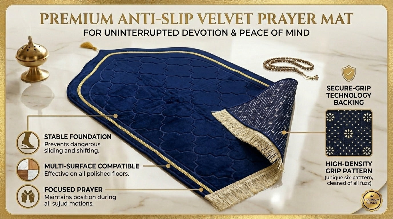 LAMNYAHOM Luxurious Velvety Chenille Janamaz Prayer Mat
