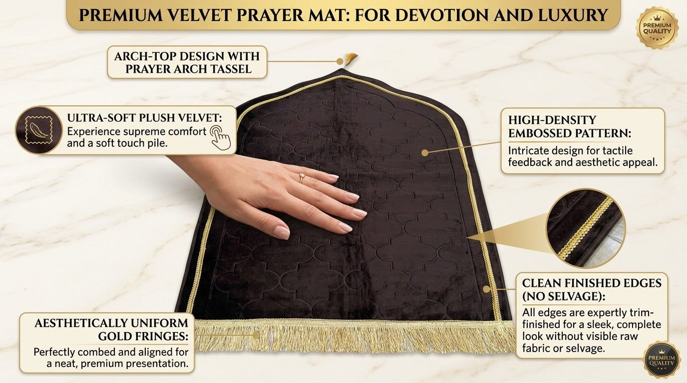 LAMNYAHOM Luxurious Velvety Chenille Janamaz Prayer Mat