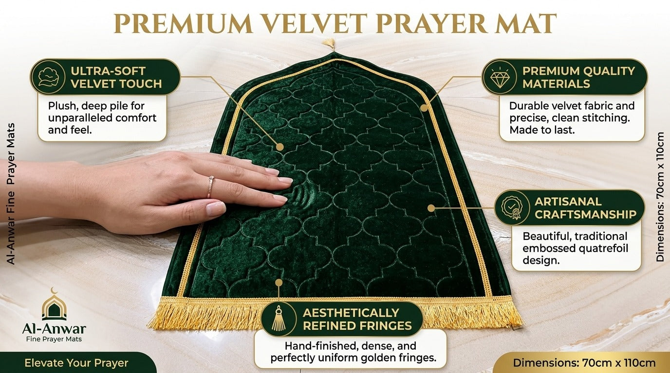 LAMNYAHOM Luxurious Velvety Chenille Janamaz Prayer Mat