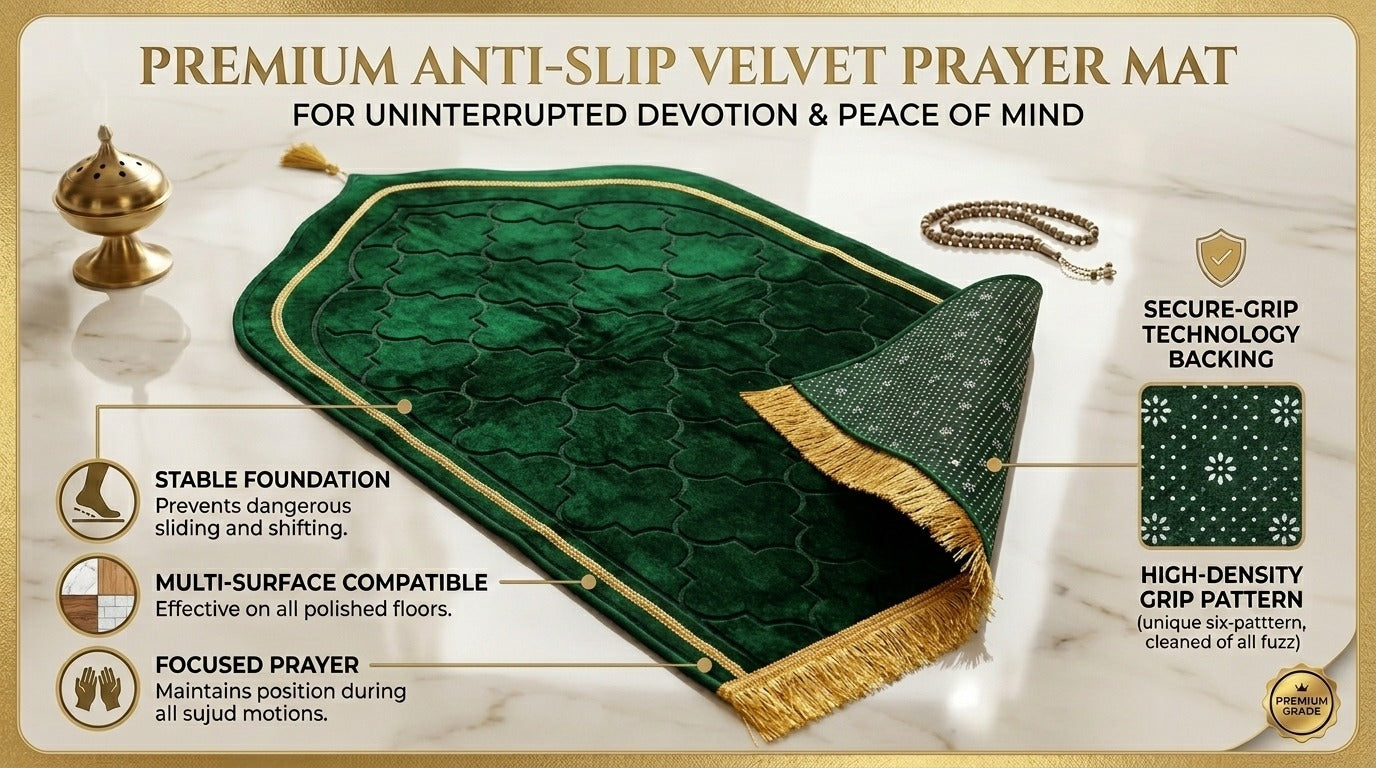 LAMNYAHOM Luxurious Velvety Chenille Janamaz Prayer Mat