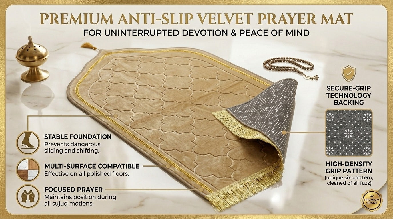 LAMNYAHOM Luxurious Velvety Chenille Janamaz Prayer Mat
