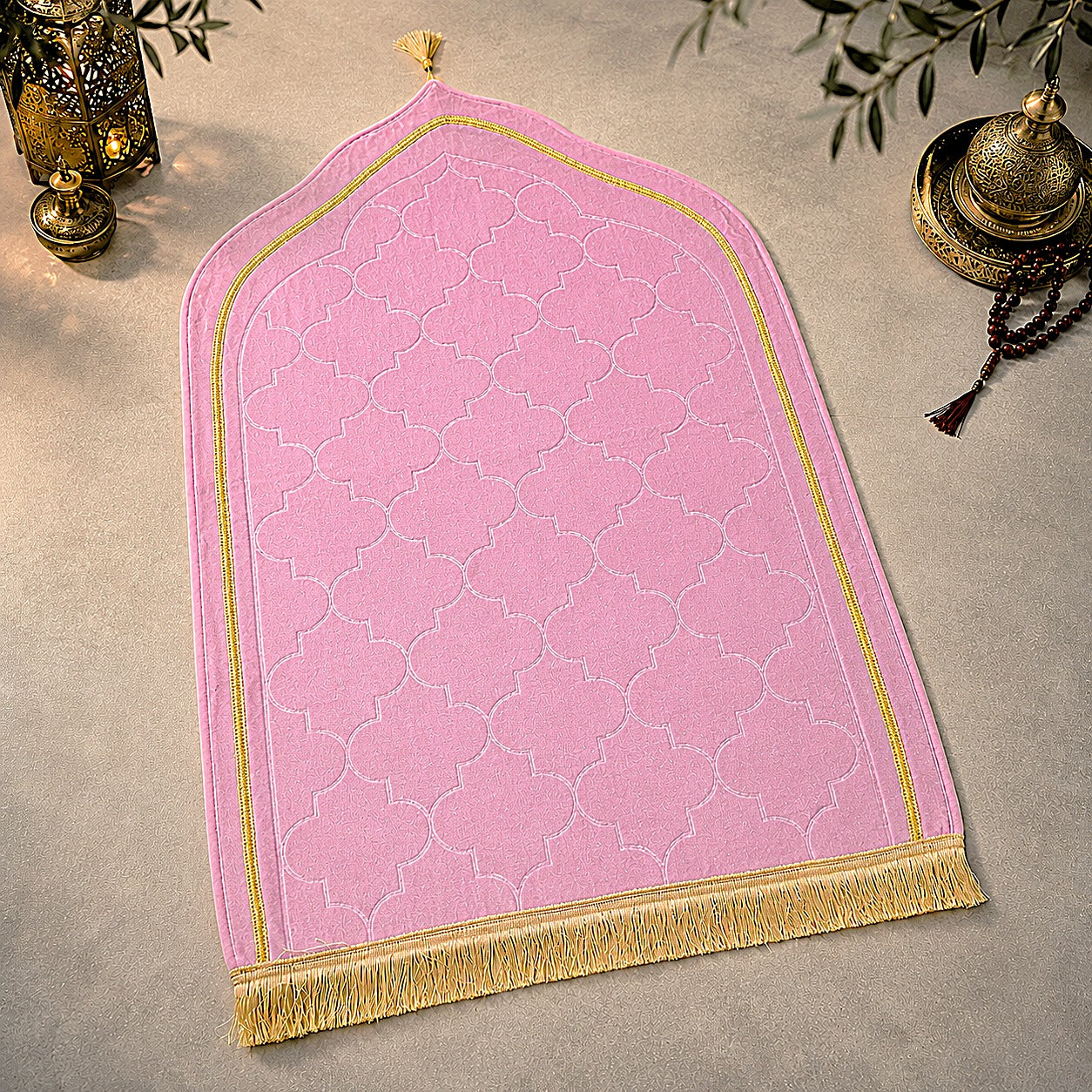 LAMNYAHOM Luxurious Velvety Chenille Janamaz Prayer Mat