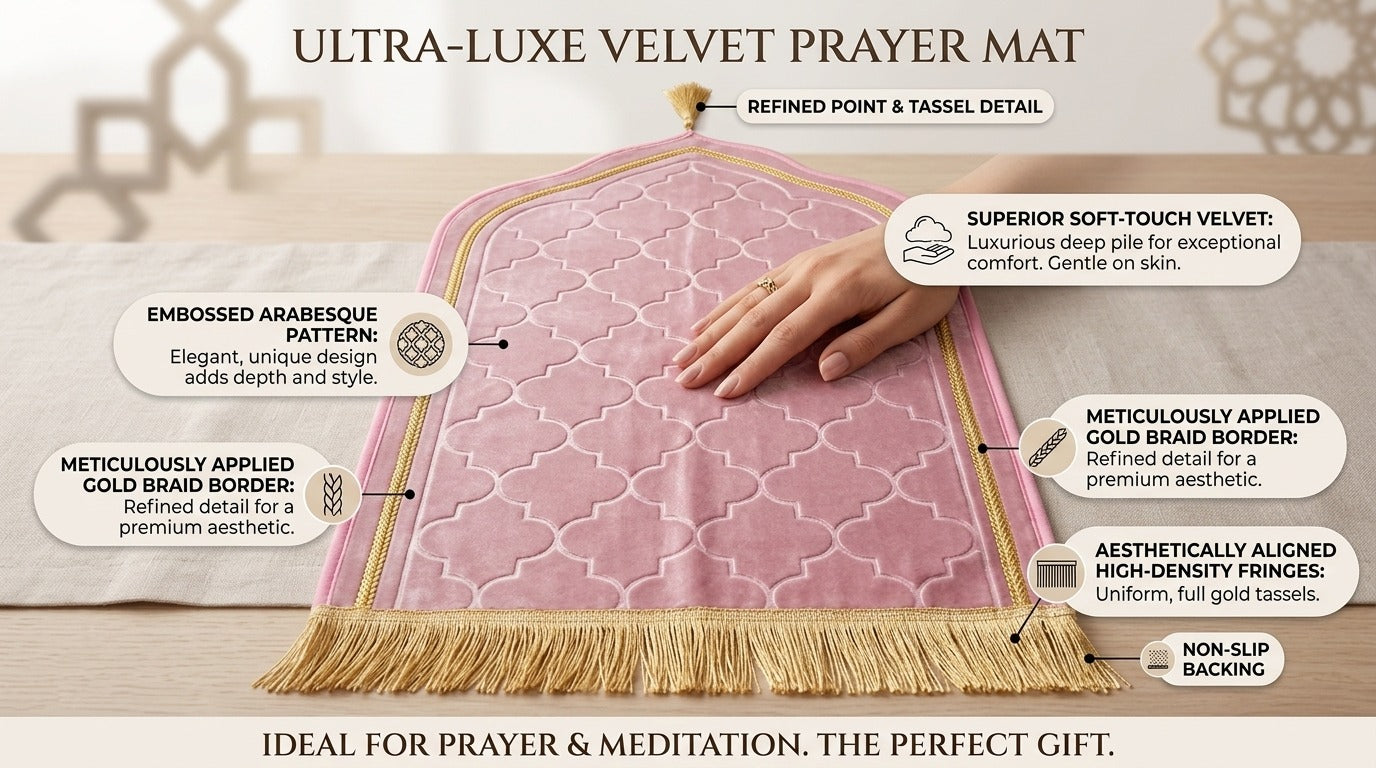 LAMNYAHOM Luxurious Velvety Chenille Janamaz Prayer Mat