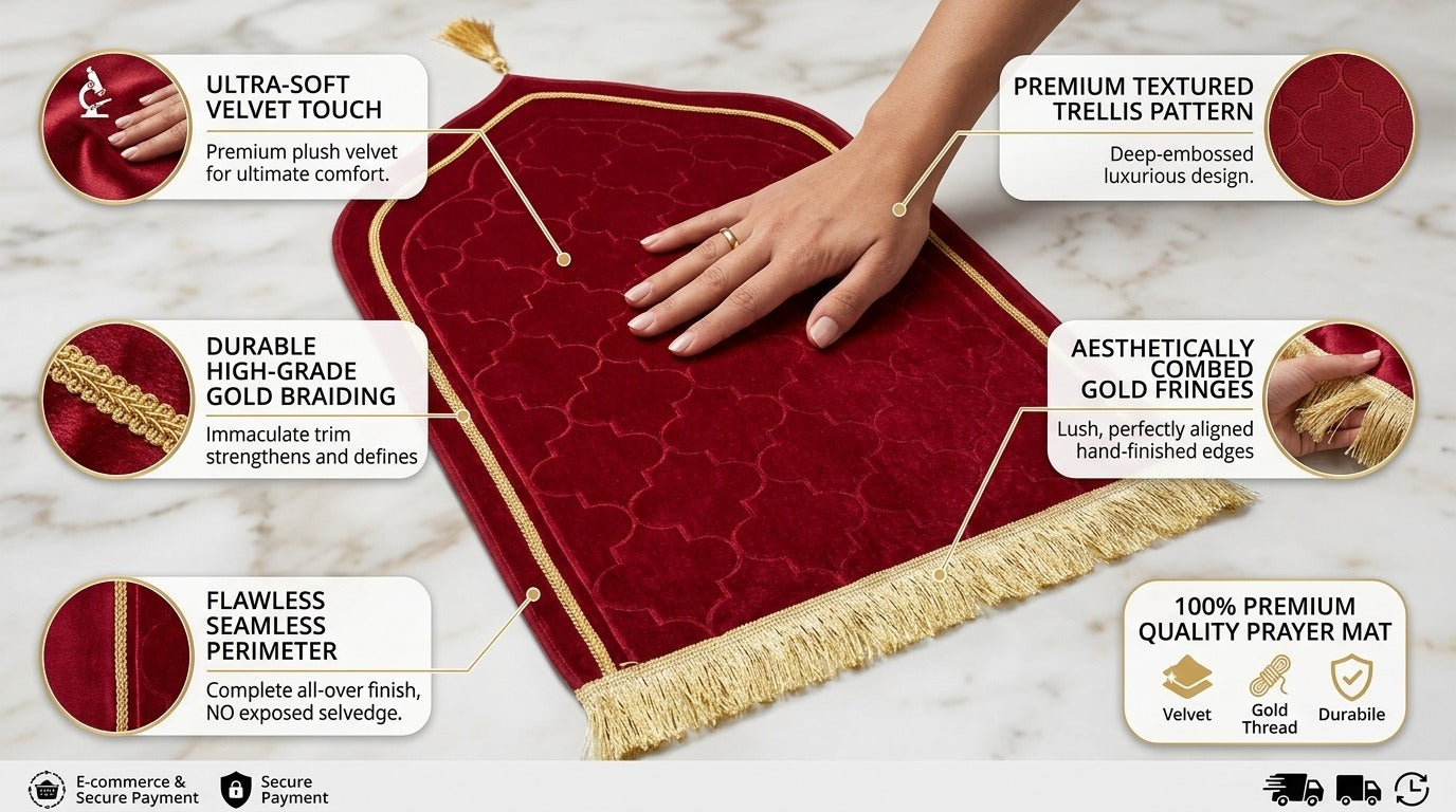 LAMNYAHOM Luxurious Velvety Chenille Janamaz Prayer Mat
