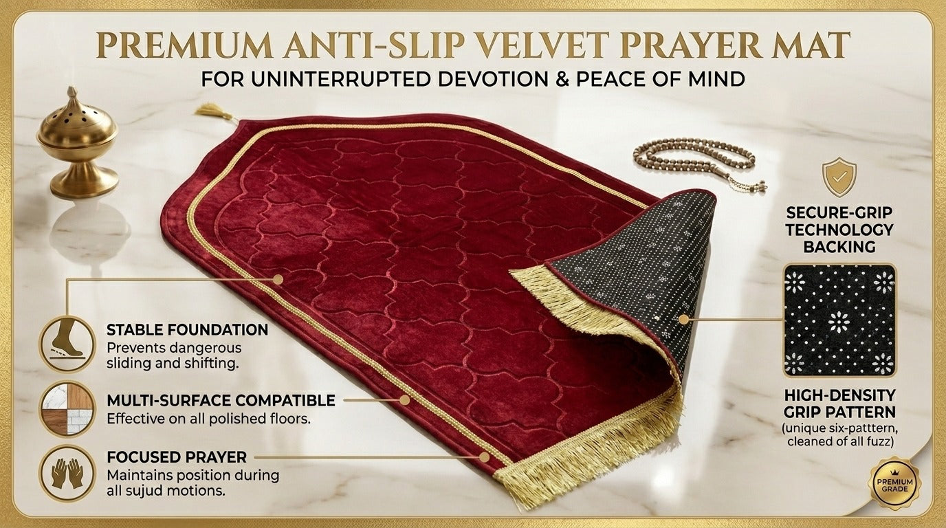 LAMNYAHOM Luxurious Velvety Chenille Janamaz Prayer Mat